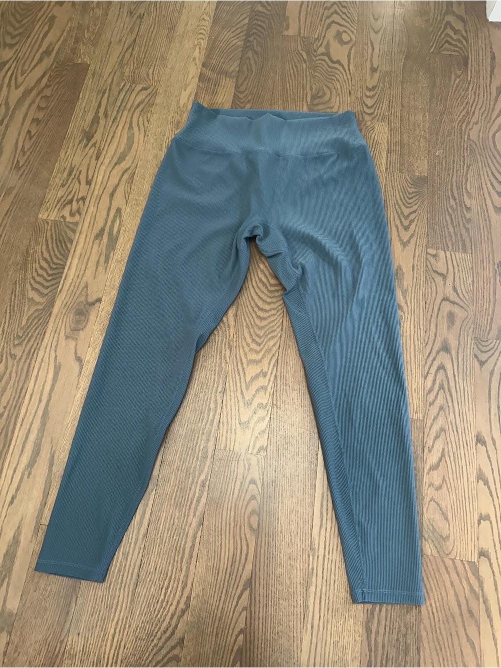 BuffBunny Kids Ribbed High-Waist Leggings - Slate Blue